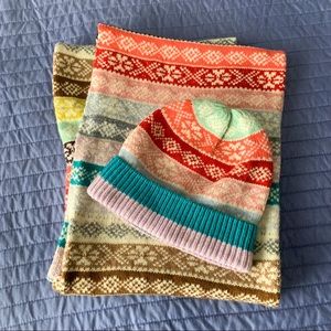 GAP Crazy Fairisle Multi Stripe Hat & Scarf